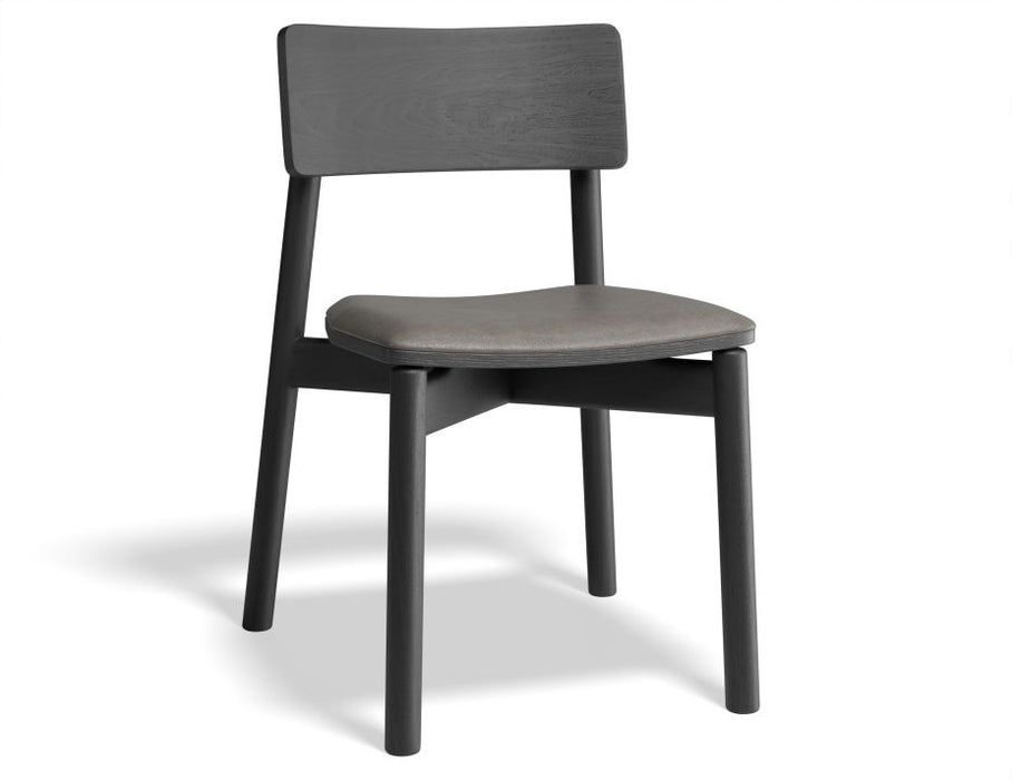 Andi Chair - Black Ash with Pad - Vintage Black Vegan Leather Seat Pad