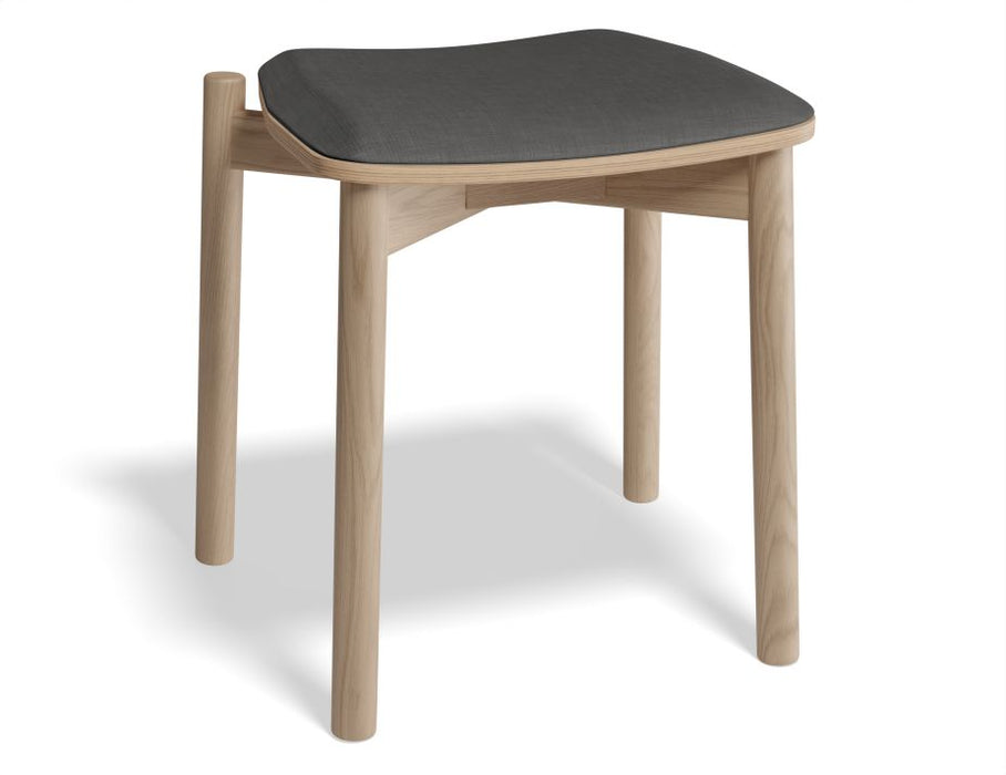 Andi Low Stool - Natural Ash with Pad - 45cm - Vintage Black Vegan Leather Seat Pad