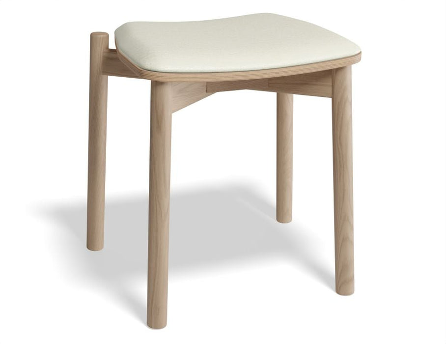 Andi Low Stool - Natural Ash with Pad - 45cm - Light Grey Fabric Seat Pad