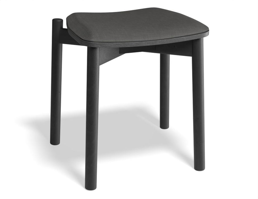 Andi Low Stool - Black Ash with Pad - 45cm - Vintage Black Vegan Leather Seat Pad