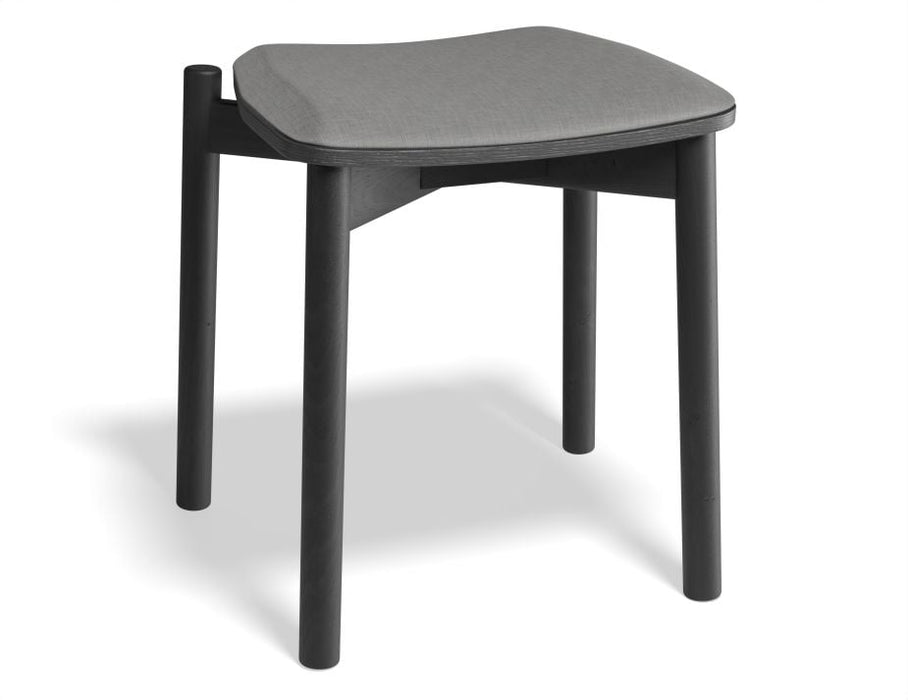 Andi Low Stool - Black Ash with Pad - 45cm - Light Grey Fabric Seat Pad