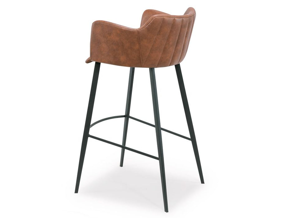 Andorra Bar Stool Vintage Tan Seat - 65cm Seat Height Counter Kitchen Stool