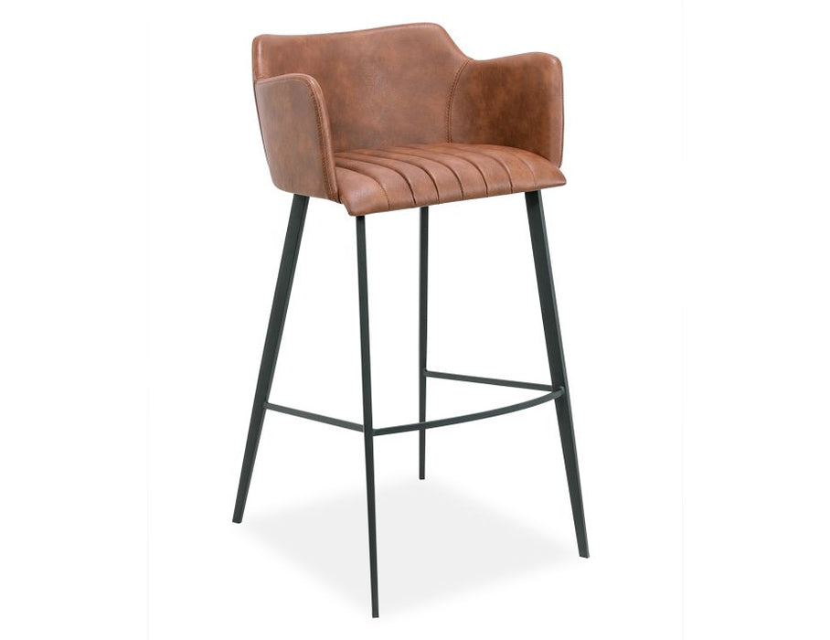 Andorra Bar Stool Vintage Tan Seat - 65cm Seat Height Counter Kitchen Stool