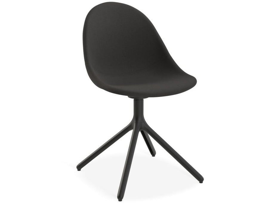 Pebble Anthracite Fabric Upholstered Chair - Pyramid Fixed Base with Castors - Black