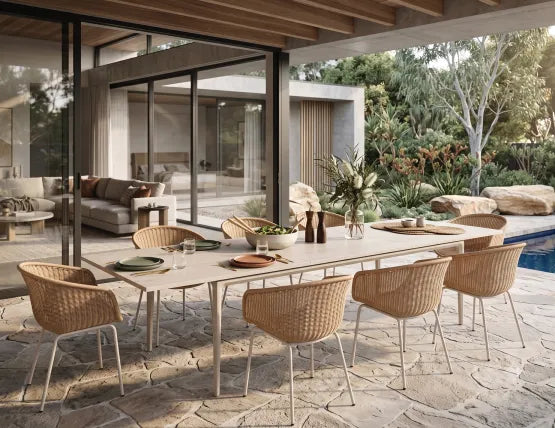 Arken Table - Outdoor - Extendable - Latte - Dune Ceramic Top, 320cm W