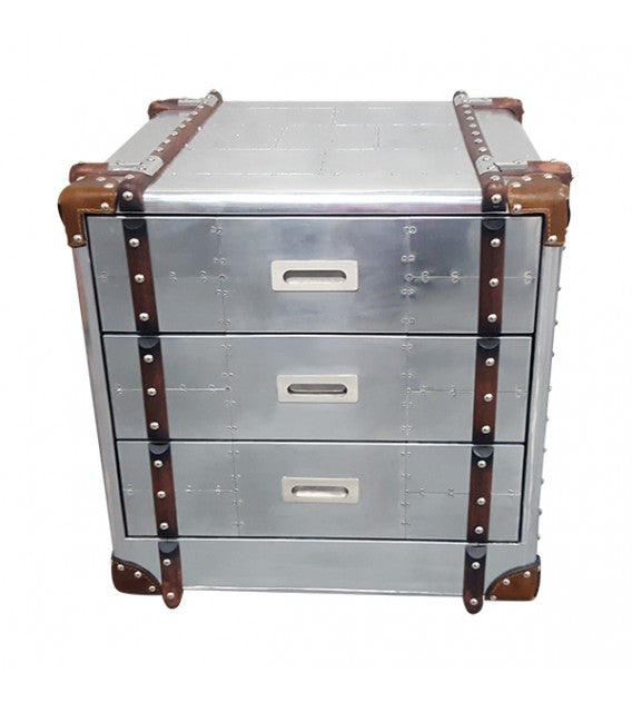 Aviator Aluminium Bedside Table With Drawers