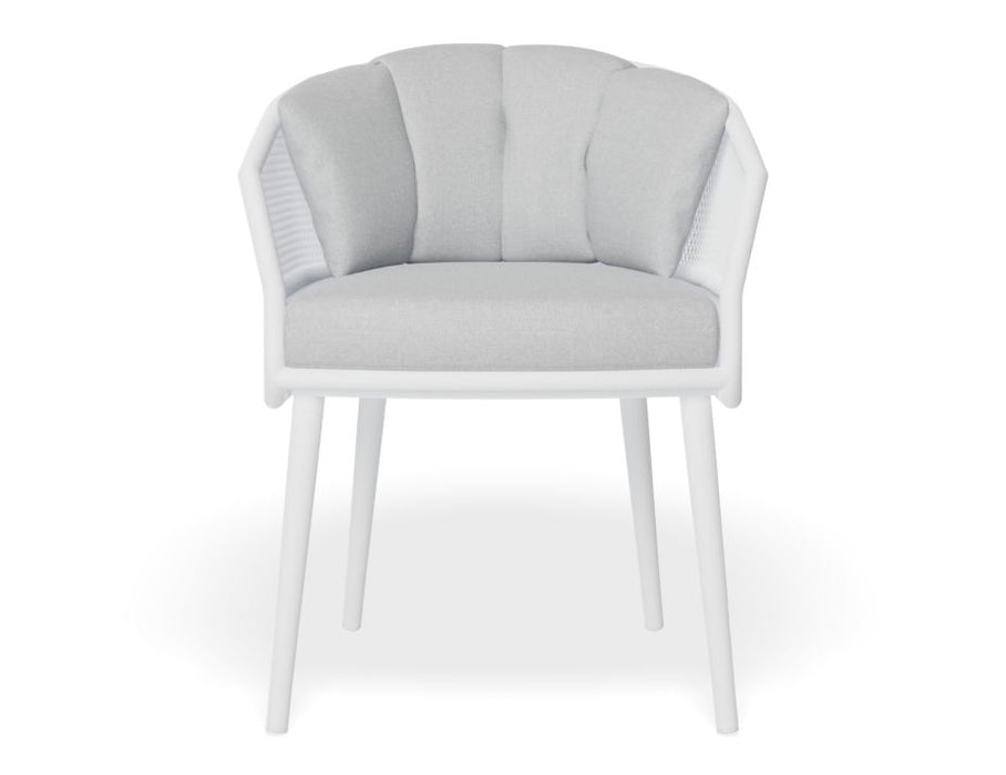 Avila Dining Chair - White - Light Grey Cushion