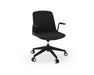 Vista Swivel Chair fully upholstered in black with black castor base, angled view
