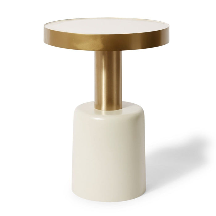 Brook Side Table - White/Gold, 43cm (H)