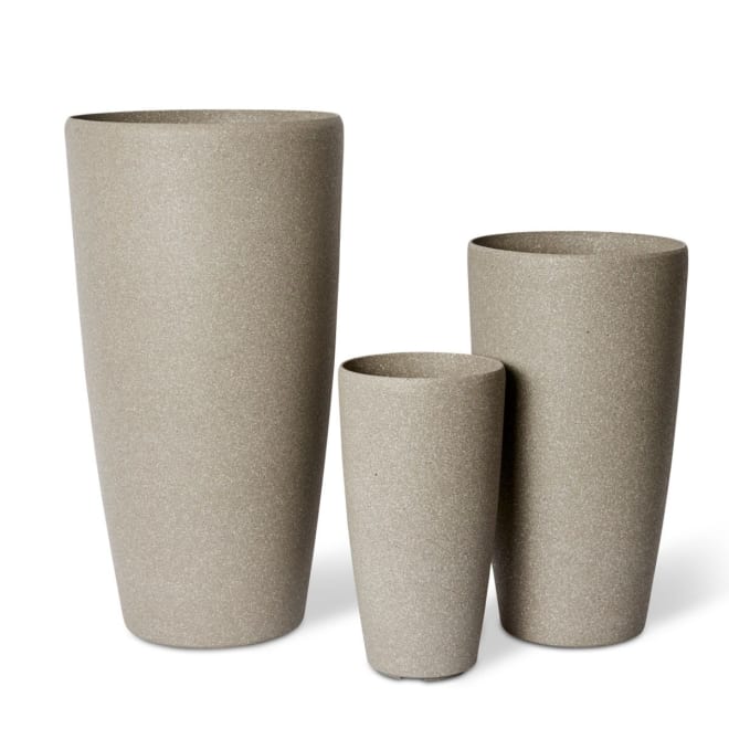 Harlow Tall Stonelite Planter Set of 3 (Outdoor) - Beige, 42cm (H)