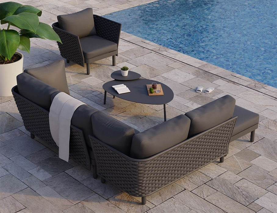 Siano Modular Right Arm 2 Seater - Outdoor - Charcoal - Dark Grey Cushion