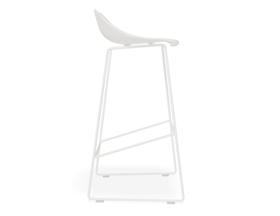 Pop Stool - White Frame and Shell Seat - 65cm Kitchen Bench Seat Height