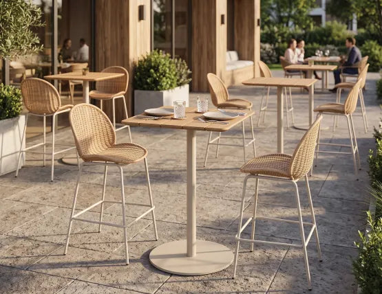 Sombra Rattan Bar Stool - Outdoor - Latte, 110cm H
