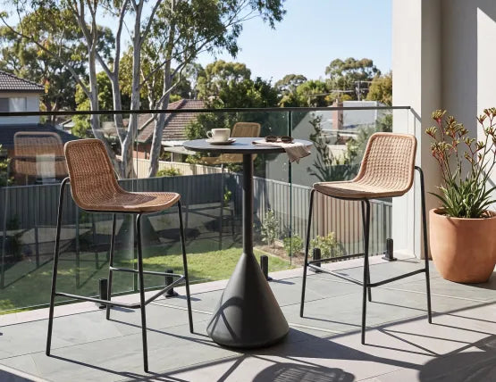 Cenote Rattan Bar Stool - Outdoor - Charcoal, 103cm H