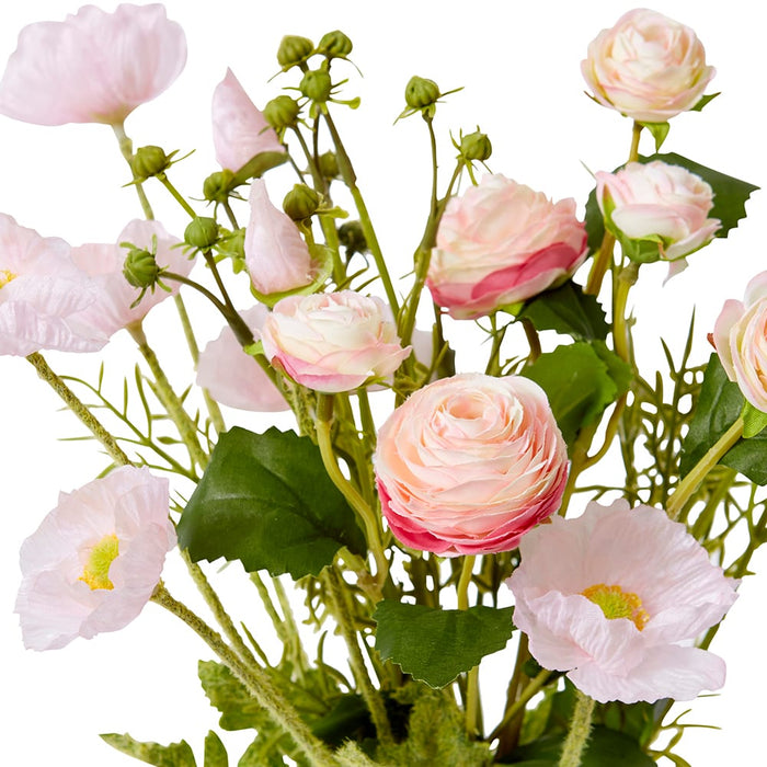 Poppy Ranunculus Bundle Pack of 12 - Pink, 45cm (H)
