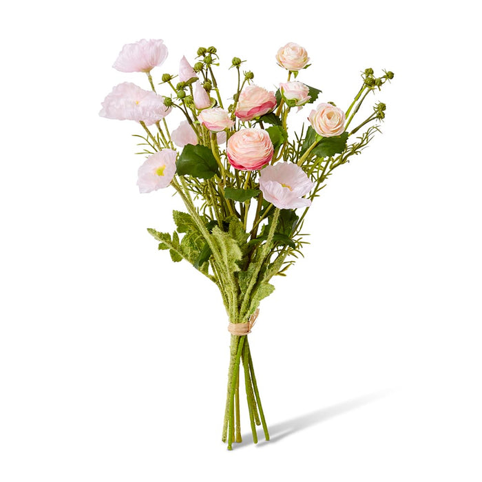 Poppy Ranunculus Bundle Pack of 12 - Pink, 45cm (H)