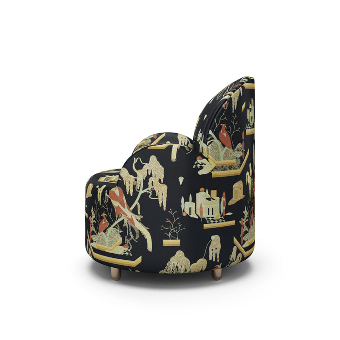 Strings Armchair - Plush Black-Beige Jacquard Fabric