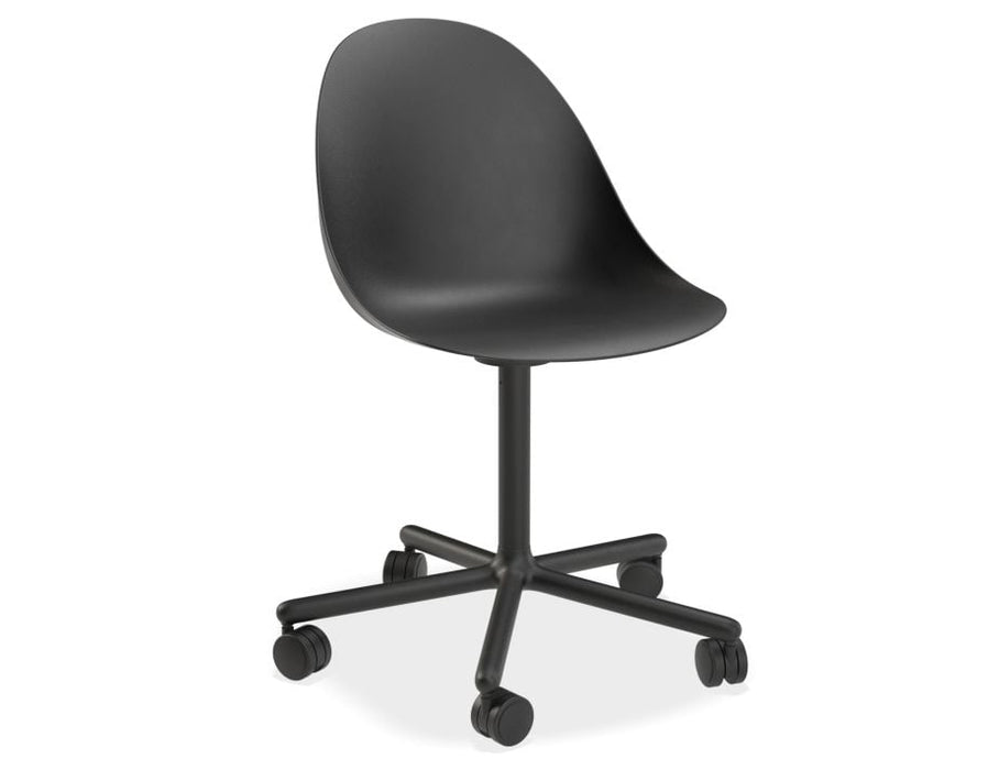 Pebble Chair Black with Shell Seat - Pyramid Fixed Base with Castors