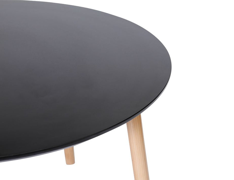 Massa Table - Round 100cm - Natural Legs - Black Top