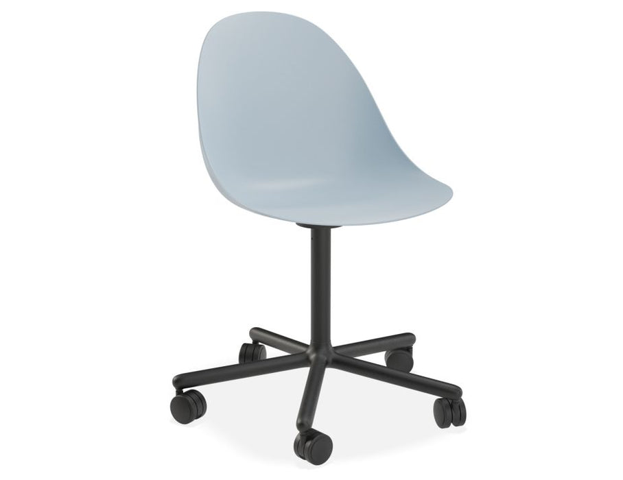 Pebble Chair Pale Blue with Shell Seat - Sled Stackable Base - Black