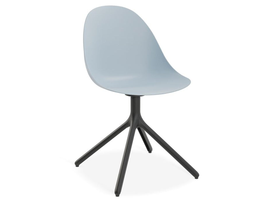 Pebble Chair Pale Blue with Shell Seat - Sled Stackable Base - White