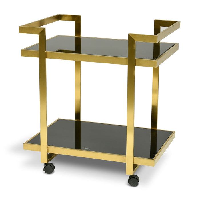 CBR006-KS Bar Cart - Tempered Glass - Gold Base