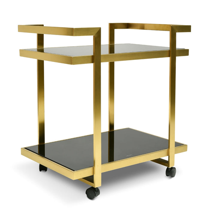 CBR006-KS Bar Cart - Tempered Glass - Gold Base