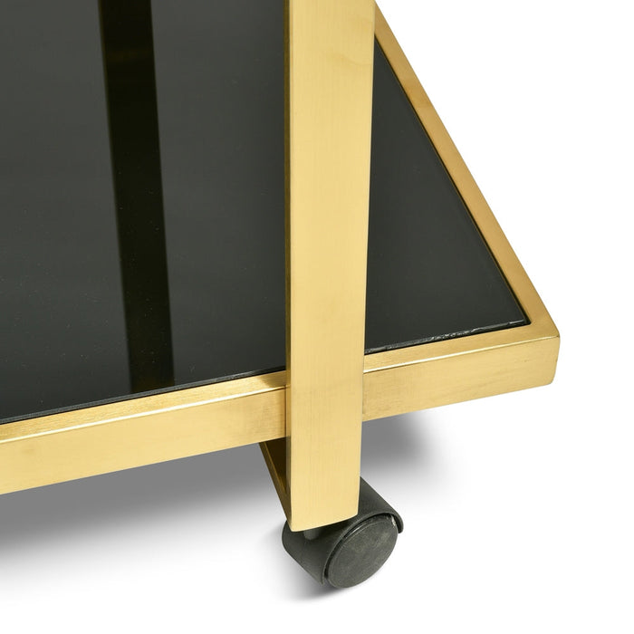 CBR006-KS Bar Cart - Tempered Glass - Gold Base