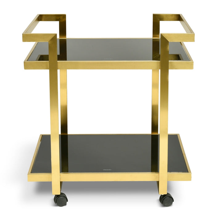 CBR006-KS Bar Cart - Tempered Glass - Gold Base