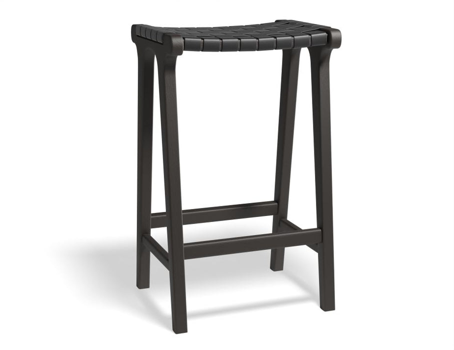 Brooklyn Backless Stool - Woven Black Seat / Black Frame