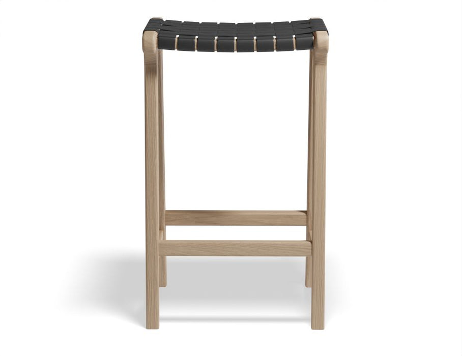 Brooklyn Backless Stool - Woven Black Seat / Natural Frame