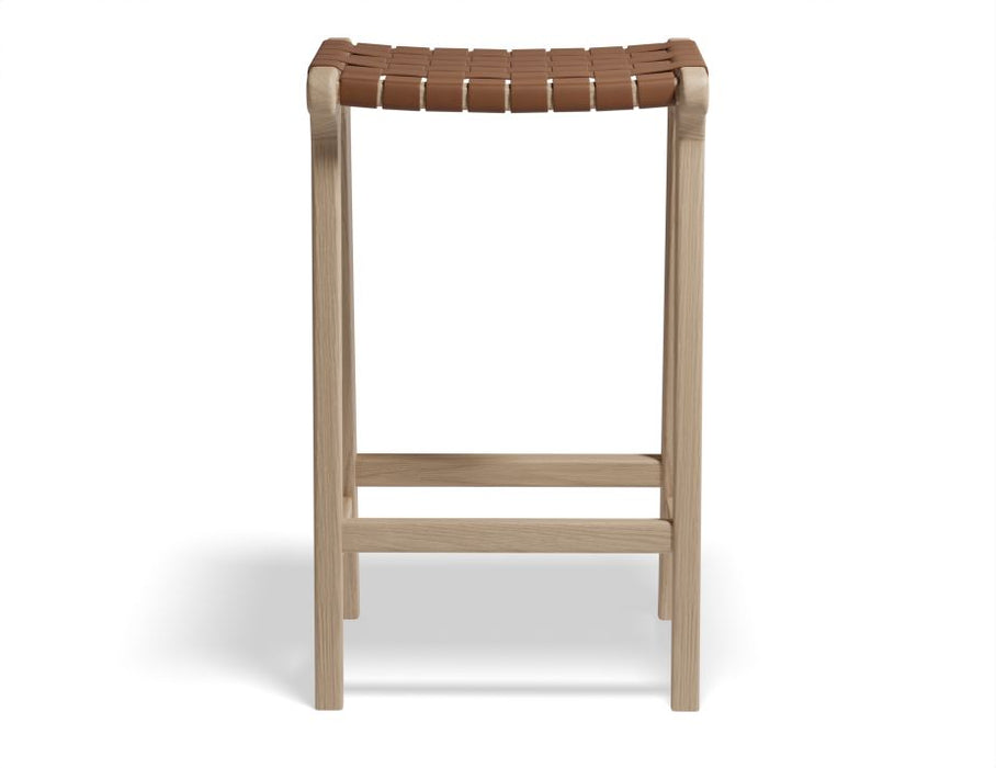 Brooklyn Backless Stool - Woven Cognac Seat / Natural Frame