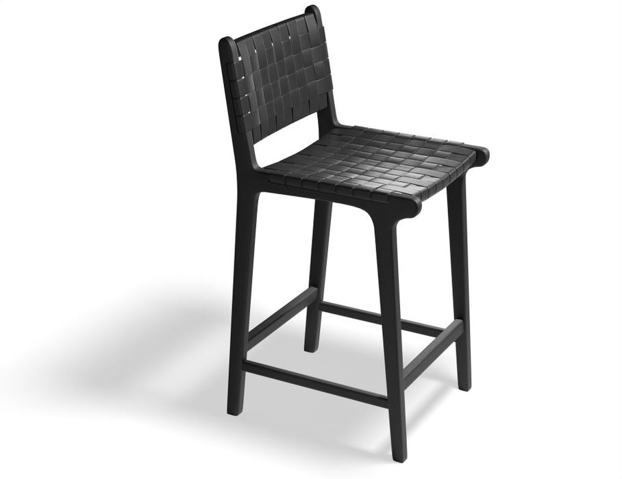 Brooklyn Bar Stool - Woven Black Seat / Black Frame