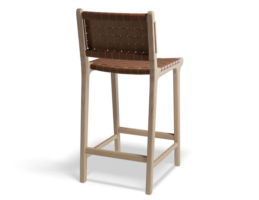 Brooklyn Bar Stool - Woven Cognac Seat / Natural Frame