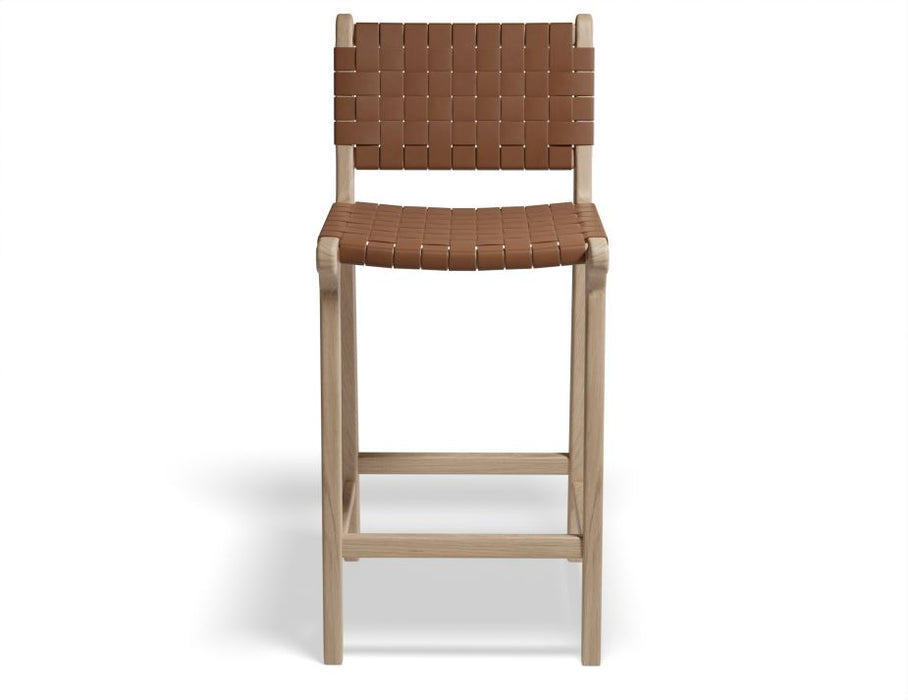 Brooklyn Bar Stool - Woven Cognac Seat / Natural Frame