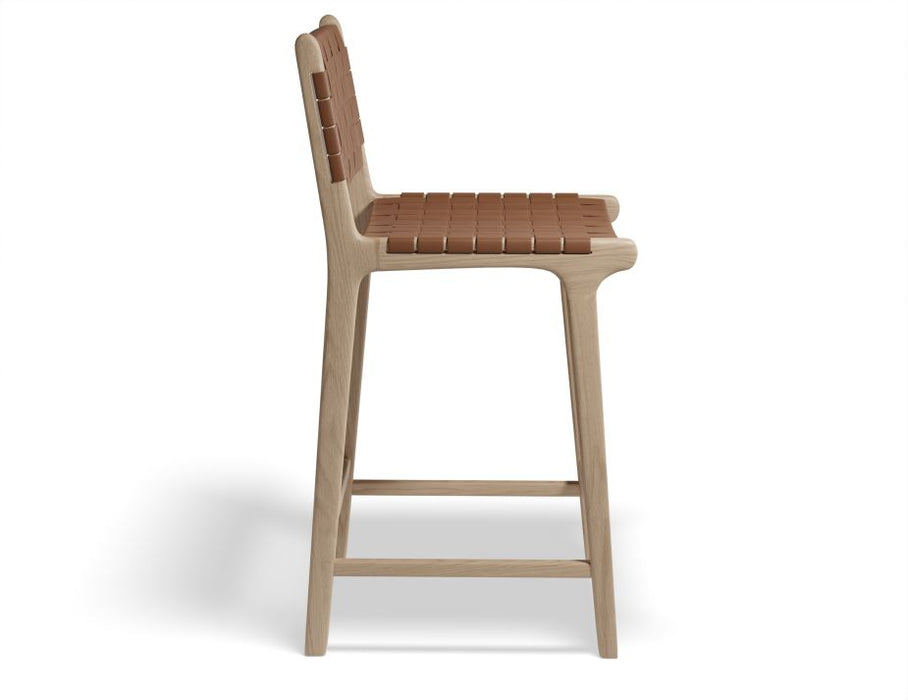 Brooklyn Bar Stool - Woven Cognac Seat / Natural Frame