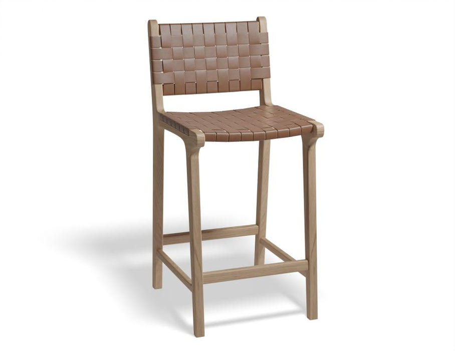 Brooklyn Bar Stool - Woven Cognac Seat / Natural Frame