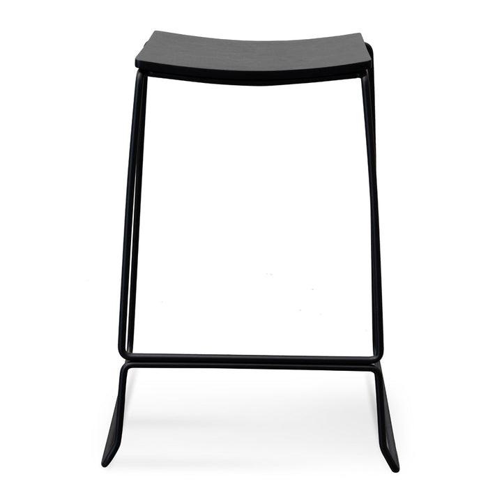 CBS2452-NH Black Timber Seat Bar Stool - Black Frame