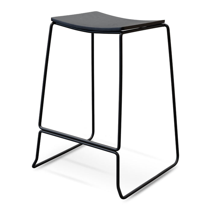 CBS2452-NH Black Timber Seat Bar Stool - Black Frame