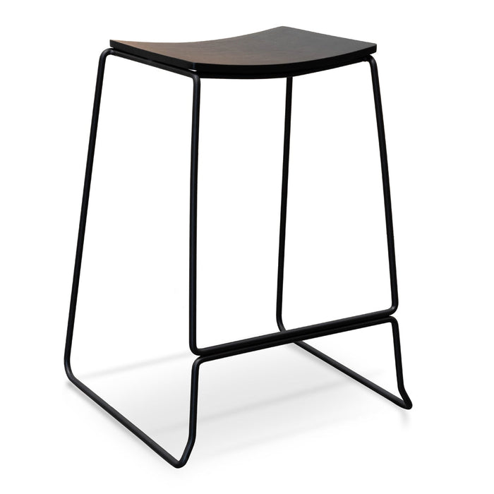 CBS2452-NH Black Timber Seat Bar Stool - Black Frame