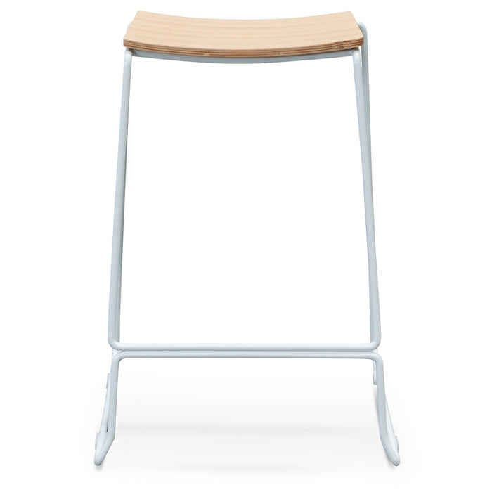 CBS2453-NH Bar Stool With Natural Timber Seat - White Frame