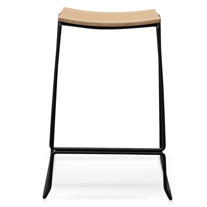 CBS2454-NH Bar Stool With Natural Timber Seat - Black Frame