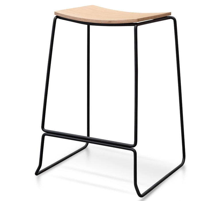 CBS2454-NH Bar Stool With Natural Timber Seat - Black Frame