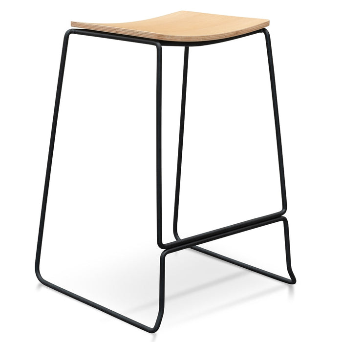 CBS2454-NH Bar Stool With Natural Timber Seat - Black Frame