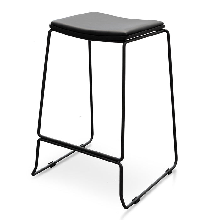 CBS2455-NH Black PU Bar Stool - Black Frame