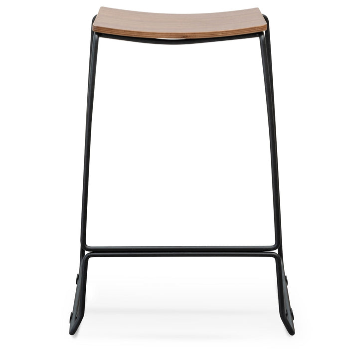 CBS2456-NH Bar Stool With Walnut Timber Seat - Black Frame