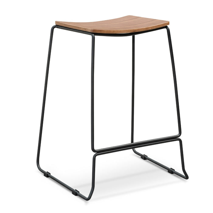 CBS2456-NH Bar Stool With Walnut Timber Seat - Black Frame