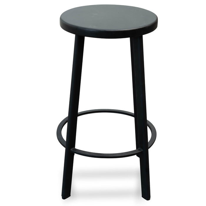 CBS2466-NH 65cm Bar Stool With Black Timber Seat - Black Frame (Set of 2)