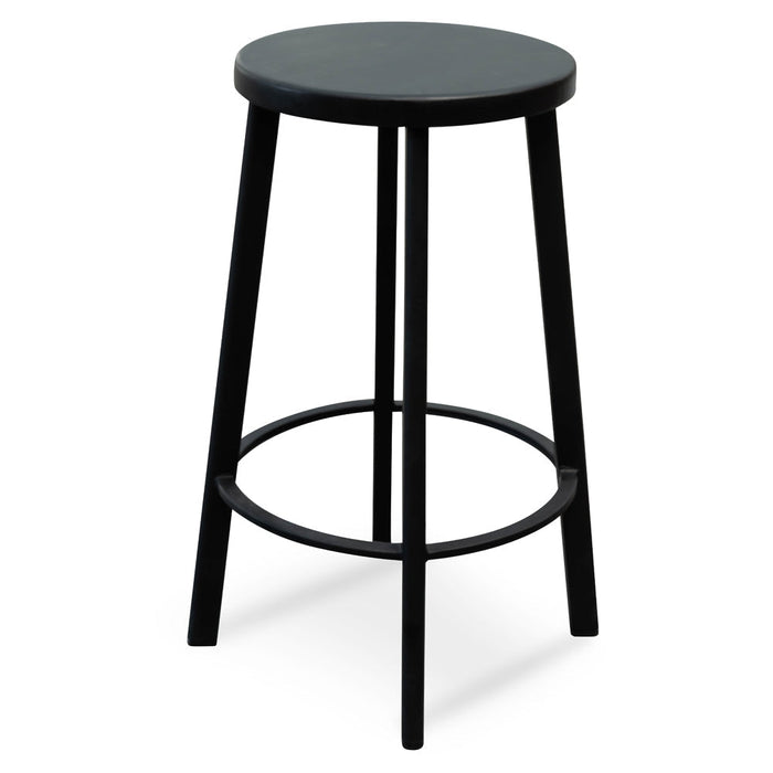 CBS2466-NH 65cm Bar Stool With Black Timber Seat - Black Frame (Set of 2)