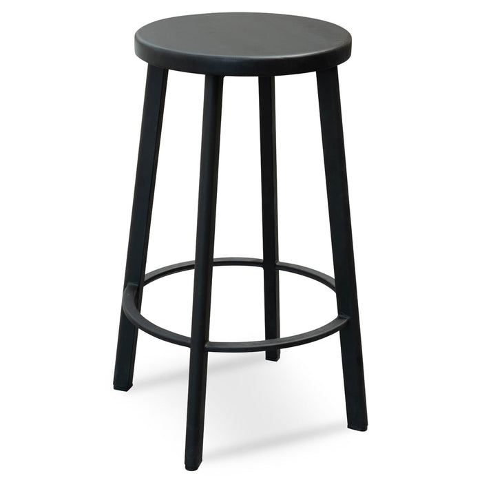 CBS2466-NH 65cm Bar Stool With Black Timber Seat - Black Frame (Set of 2)